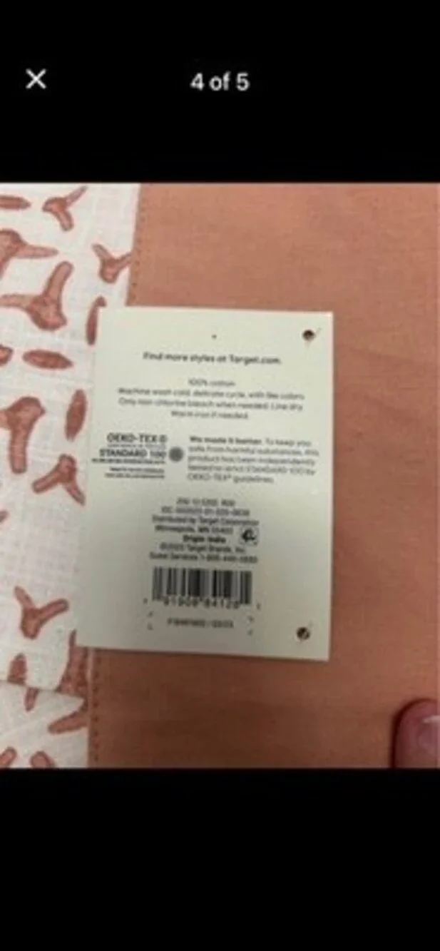 Threshold Placemats Cotton Print Tassels Orangish Pink/White “14x19